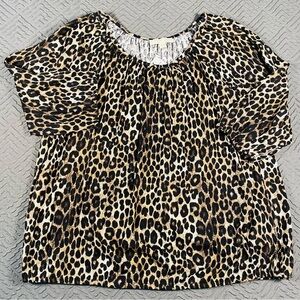 NEW Michael Kors MK Leopard Print Knit Top Plus Size 3X